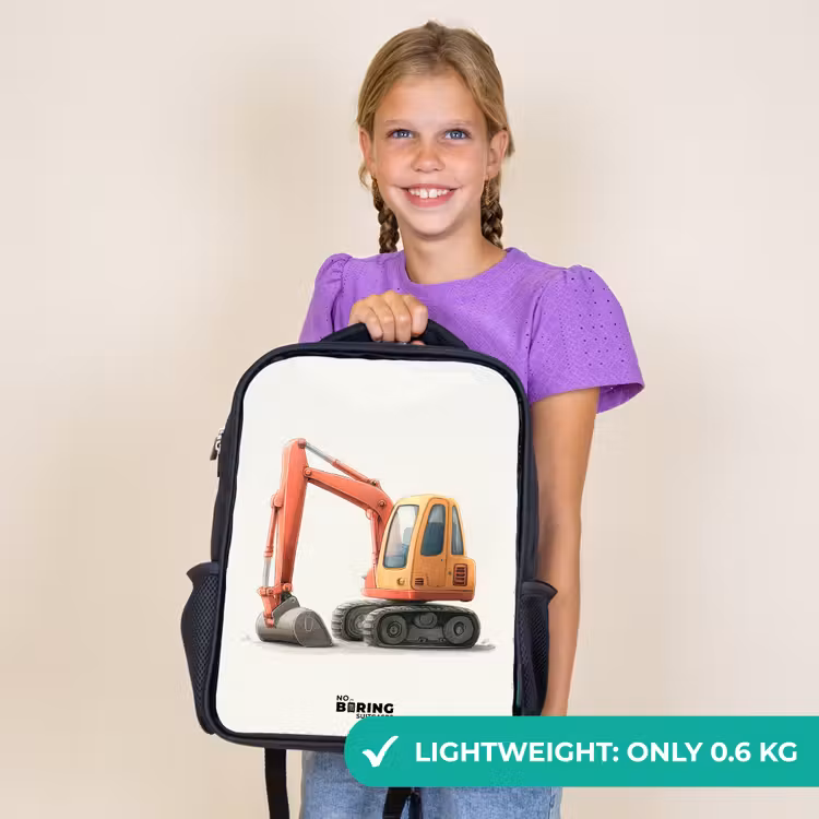 Kids backpack - Black - Excavator - Signed - Orange — 9
