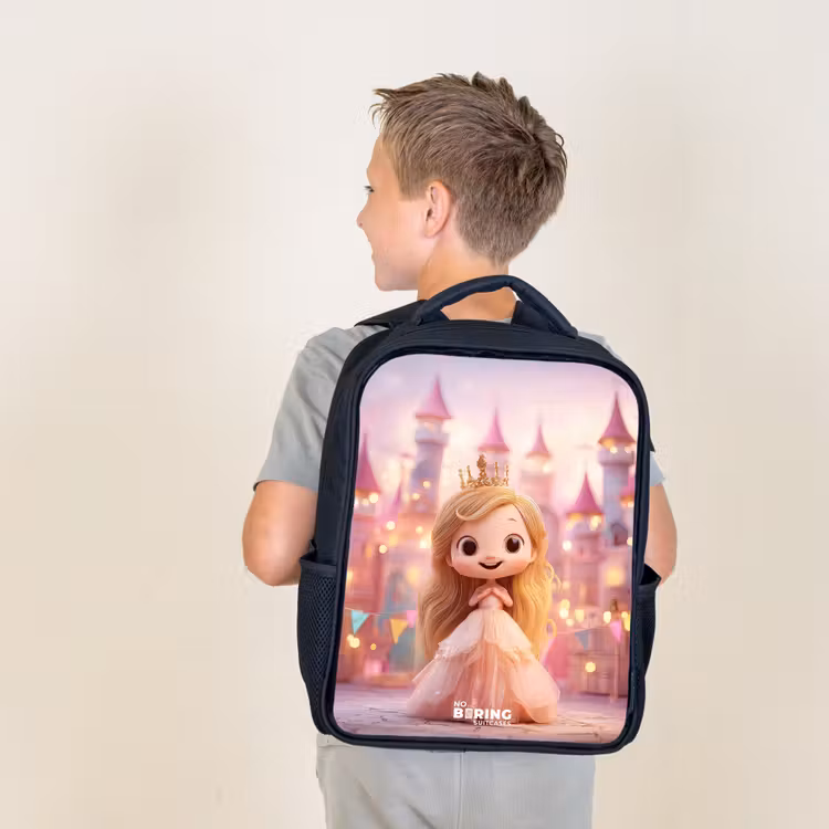 Kids backpack - Black - Princess - Pink - Castle — 2