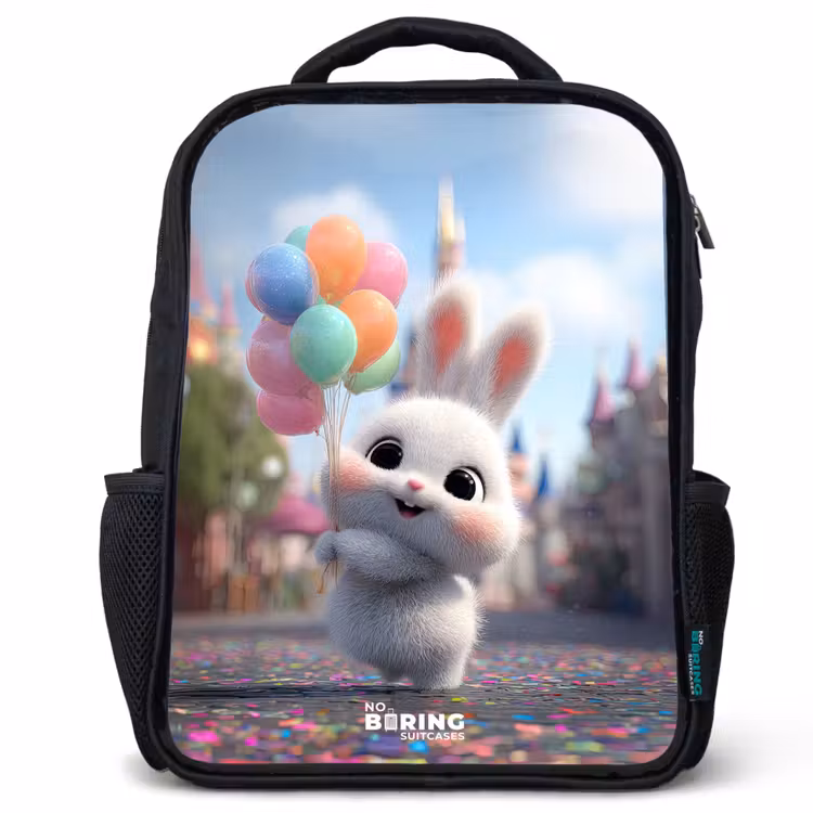 Kids backpack - Black - Rabbit - Balloons — 1
