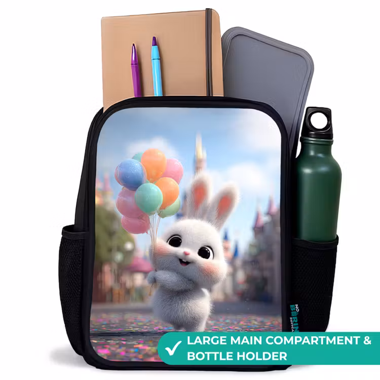 Kids backpack - Black - Rabbit - Balloons — 10