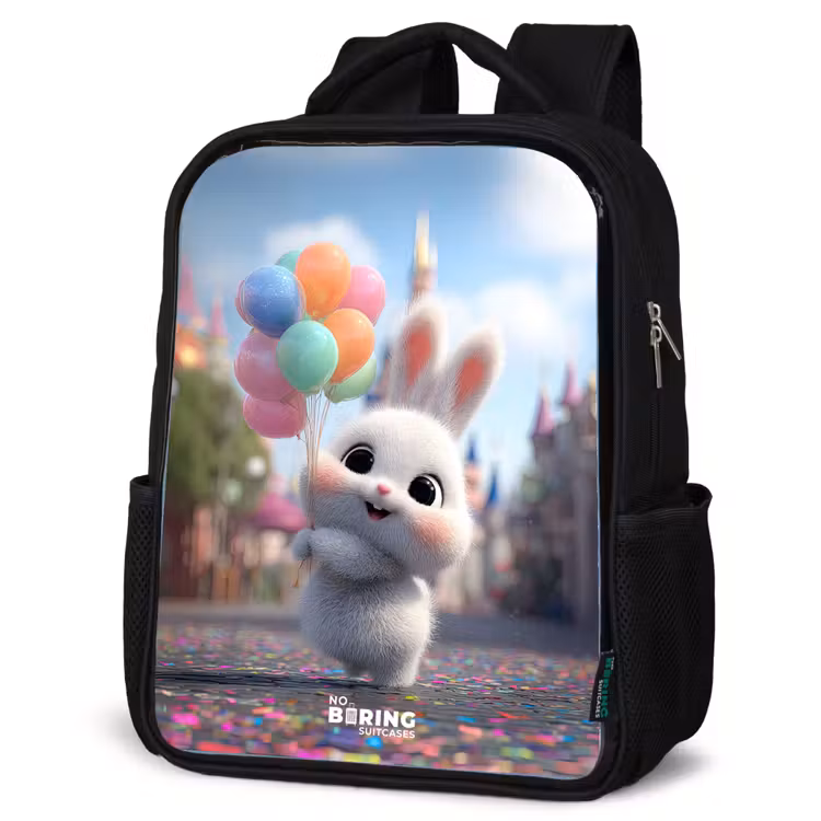 Kids backpack - Black - Rabbit - Balloons — 6