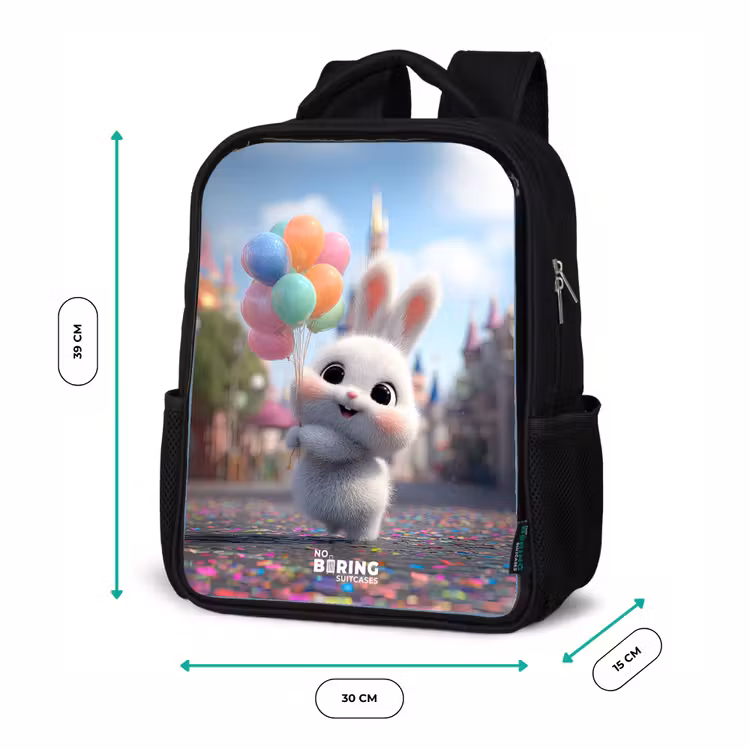 Kids backpack - Black - Rabbit - Balloons — 8