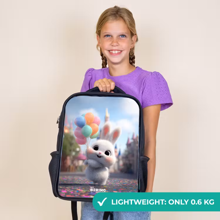 Kids backpack - Black - Rabbit - Balloons — 9