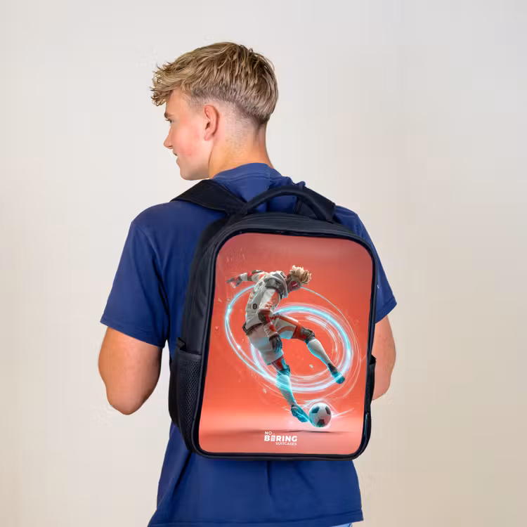 Kids backpack - Black - Soccer - Boy - Red - Light Circle — 5