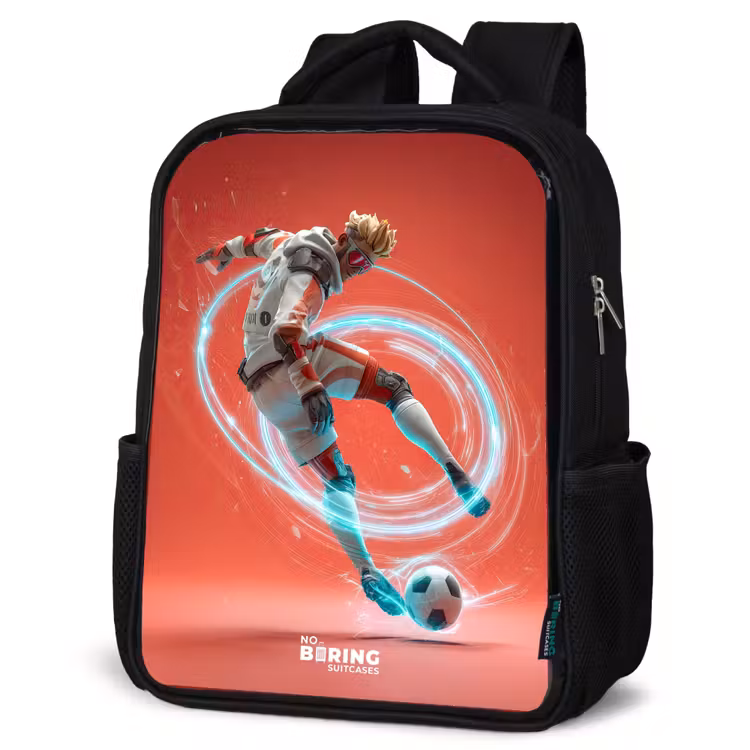Kids backpack - Black - Soccer - Boy - Red - Light Circle — 6