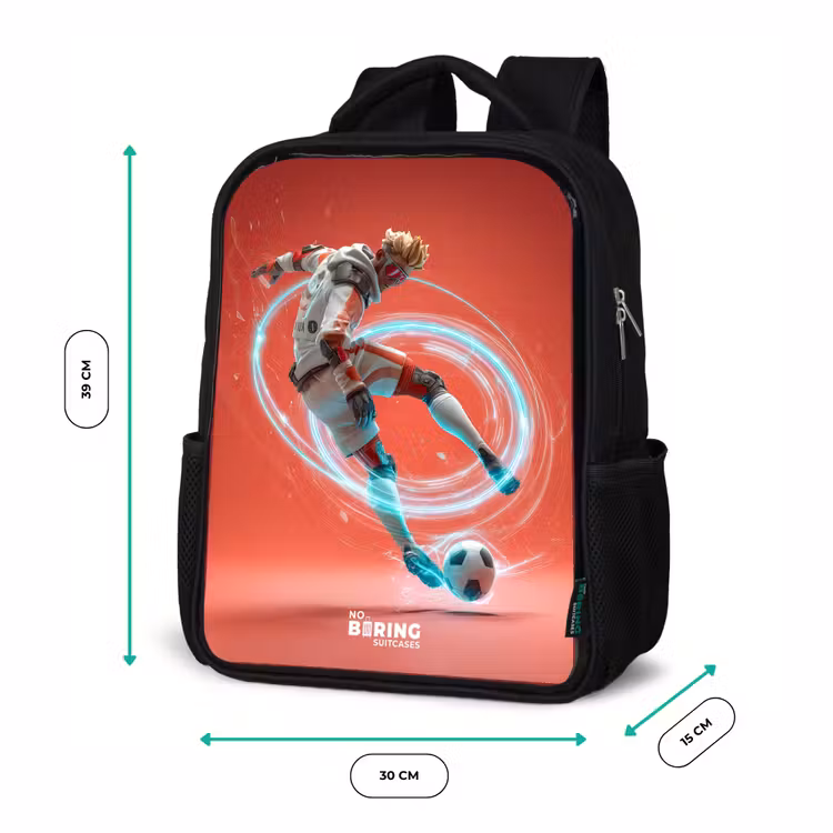 Kids backpack - Black - Soccer - Boy - Red - Light Circle — 8