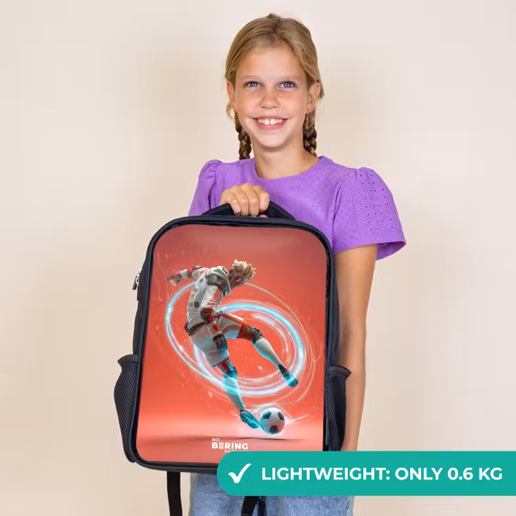 Kids backpack - Black - Soccer - Boy - Red - Light Circle — 9