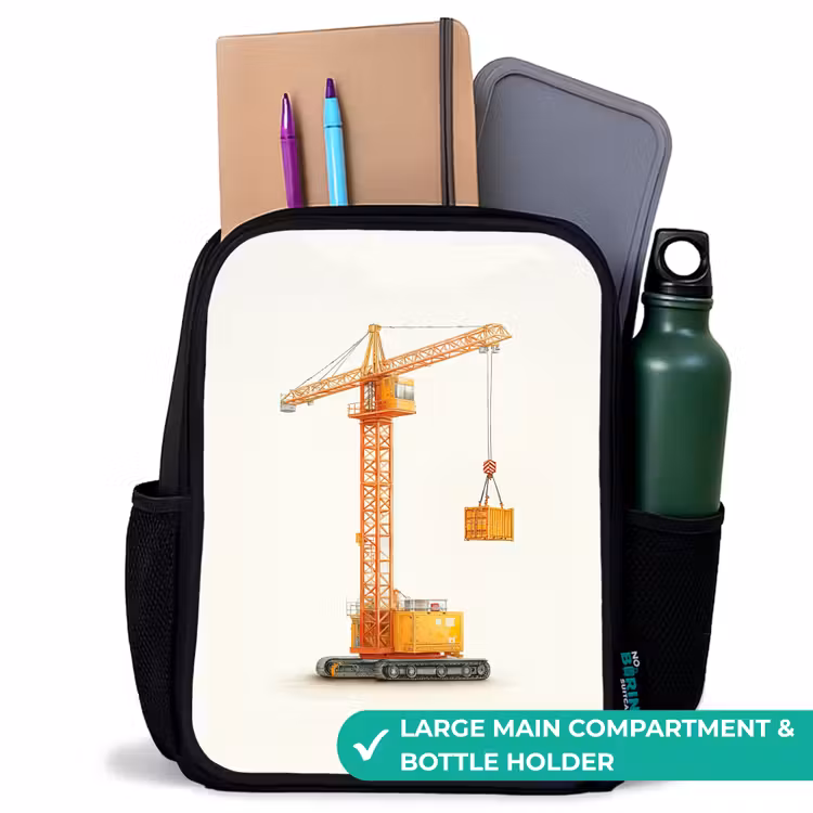 Kids backpack - Black - Tower Crane - Signed - Orange — 10