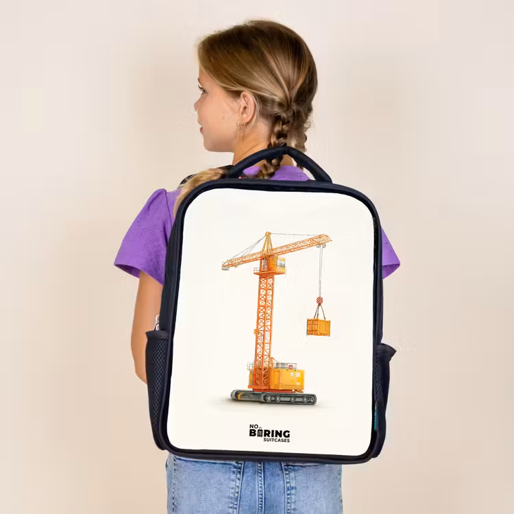 Kids backpack - Black - Tower Crane - Signed - Orange — 4