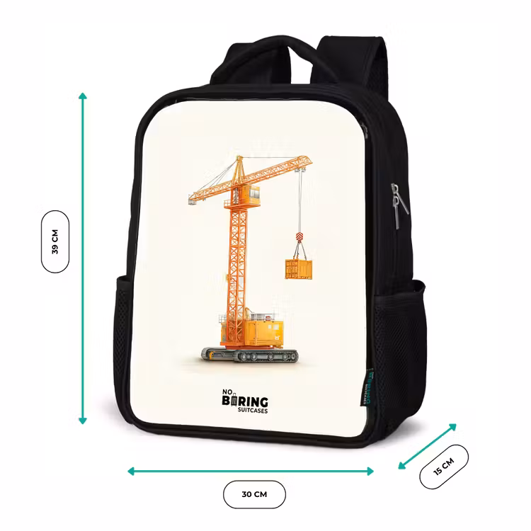 Kids backpack - Black - Tower Crane - Signed - Orange — 8