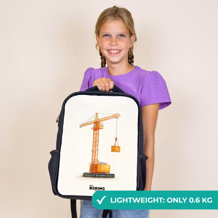 Kids backpack - Black - Tower Crane - Signed - Orange — 9