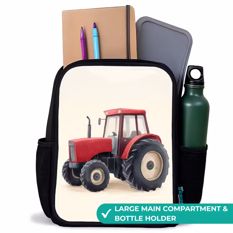 Kids backpack - Black - Tractor - Signed - Red — 10