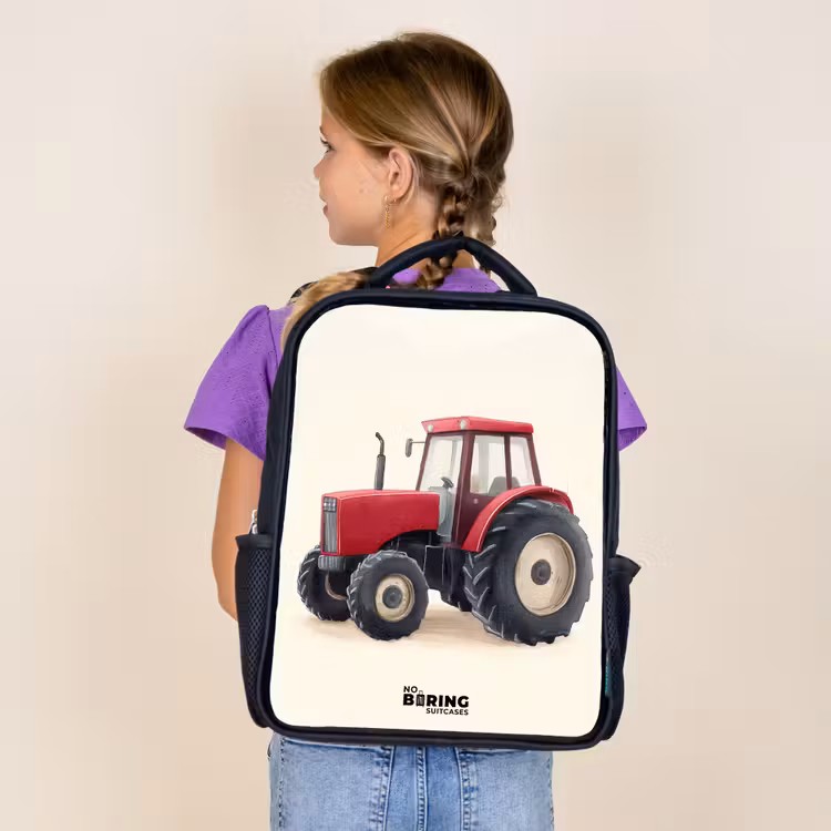 Kids backpack - Black - Tractor - Signed - Red — 4