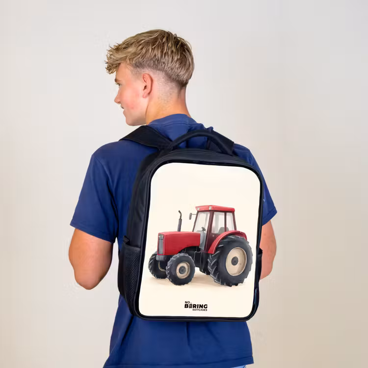 Kids backpack - Black - Tractor - Signed - Red — 5