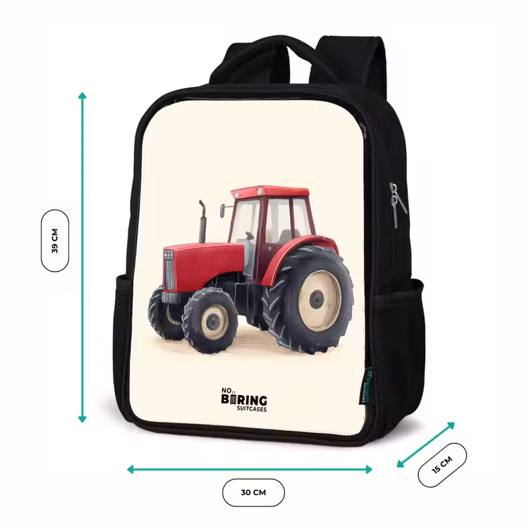 Kids backpack - Black - Tractor - Signed - Red — 8