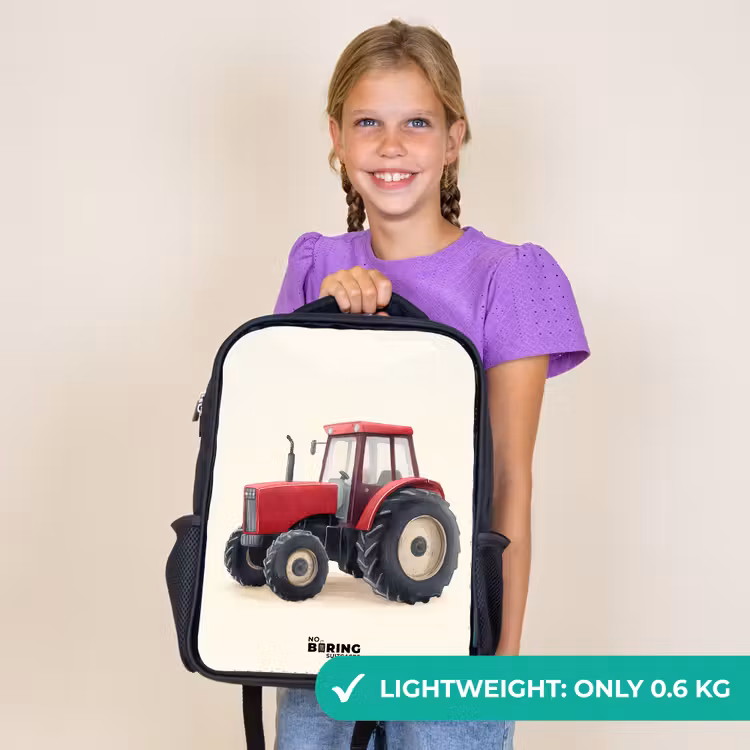 Kids backpack - Black - Tractor - Signed - Red — 9