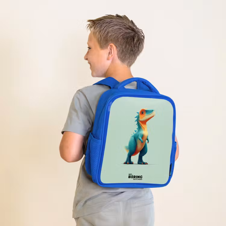 Kids backpack - Blue - Dino - Animal - Green - Orange — 2