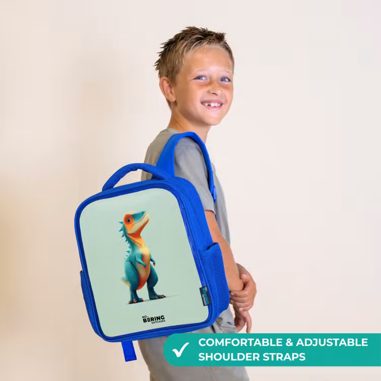 Kids backpack - Blue - Dino - Animal - Green - Orange — 4