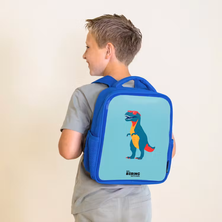 Kids backpack - Blue - Dino - Animal - Sunglasses — 2