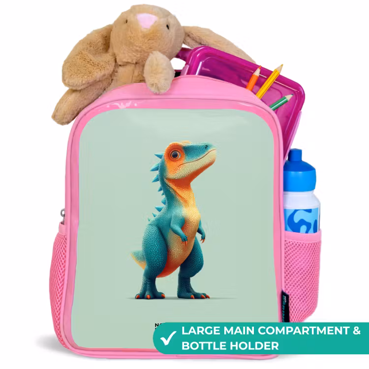 Kids backpack - Pink - Dino - Animal - Green - Orange — 2