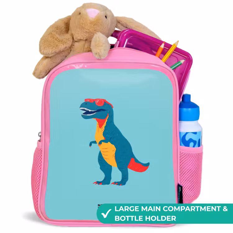 Kids backpack - Pink - Dino - Animal - Sunglasses — 2