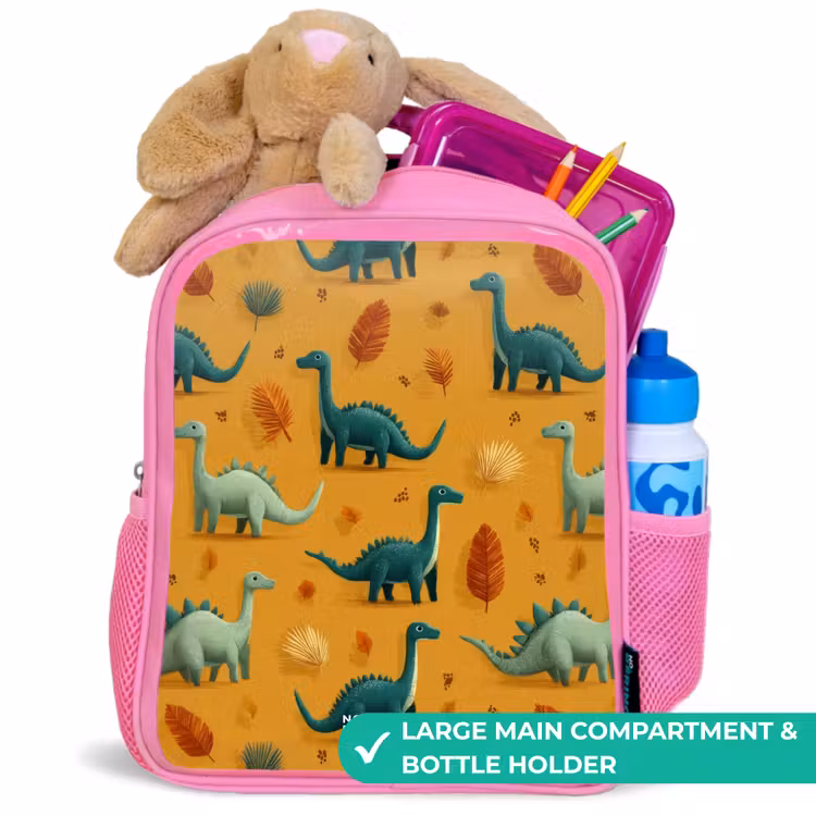 Kids backpack - Pink - Dino - Animals - Pattern — 2