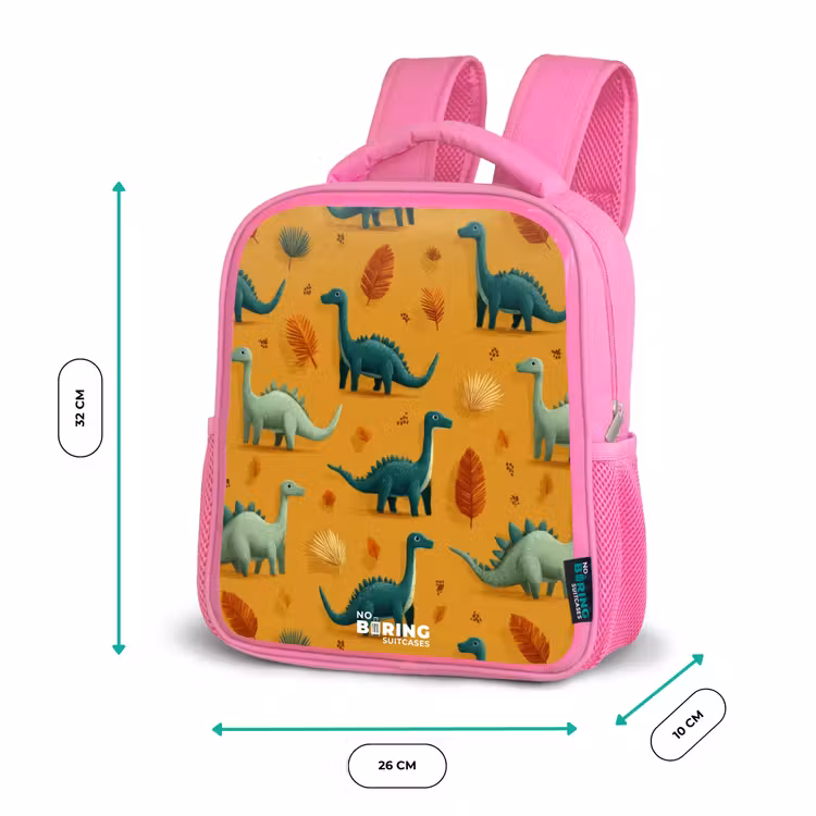 Kids backpack - Pink - Dino - Animals - Pattern — 3