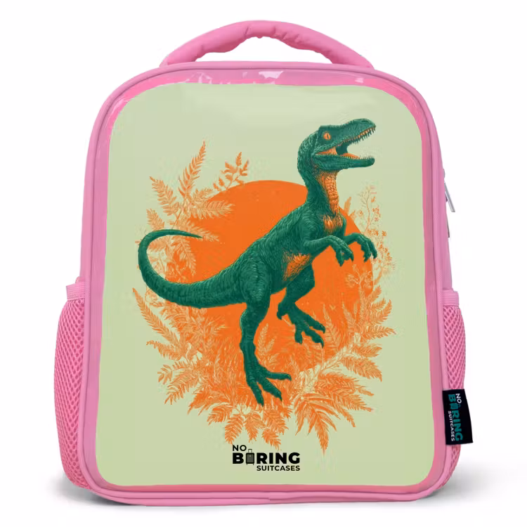 Kids backpack - Pink - Dino - Nature - Green — 1