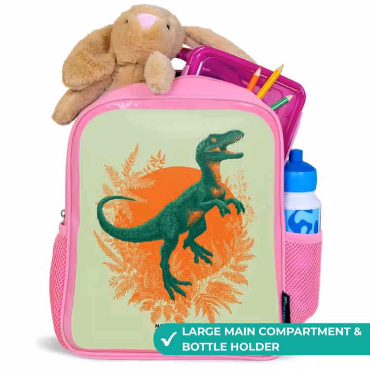 Kids backpack - Pink - Dino - Nature - Green — 2
