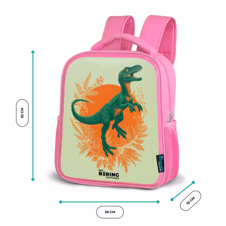 Kids backpack - Pink - Dino - Nature - Green — 3