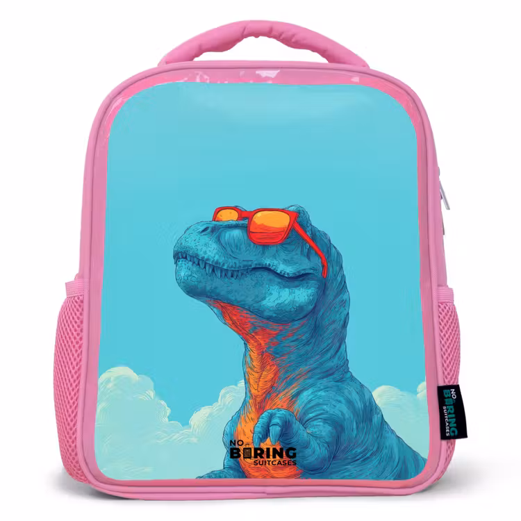 Kids backpack - Pink - Dino - Sunglasses - Blue — 1
