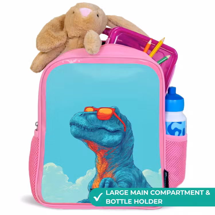 Kids backpack - Pink - Dino - Sunglasses - Blue — 2