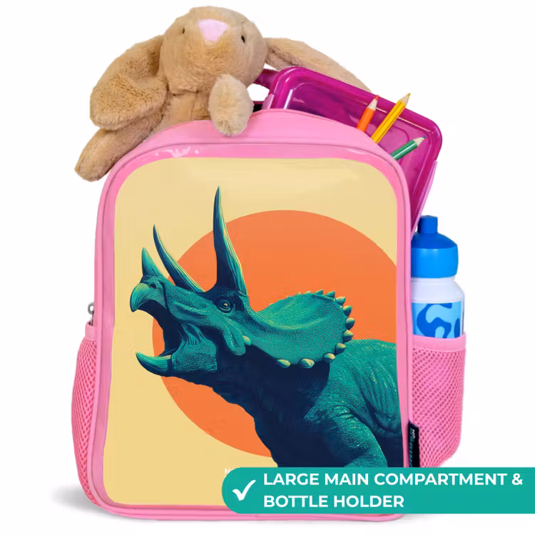 Kids backpack - Pink - Dino - Triceratops - Animal — 2