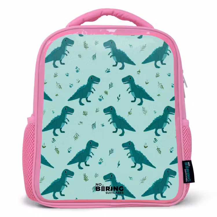 Kids backpack - Pink - Dinos - Pattern - Green — 1