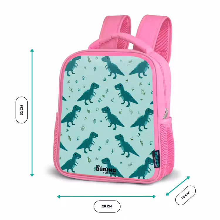Kids backpack - Pink - Dinos - Pattern - Green — 3