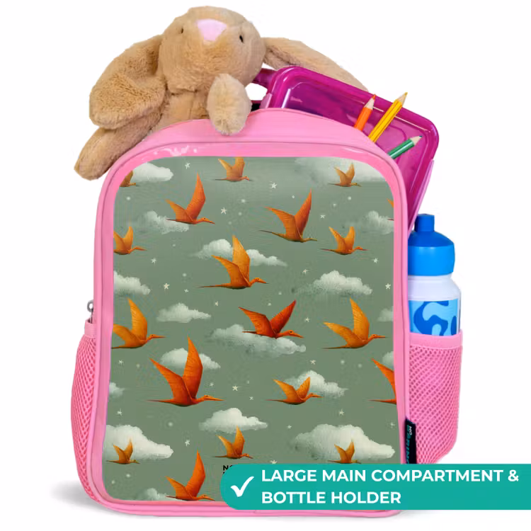 Kids backpack - Pink - Pattern - Dino - Pterosaurs — 2