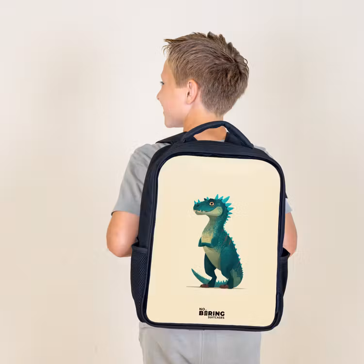 Kids backpack - Black - Dino - Animal - Blue - Green — 2
