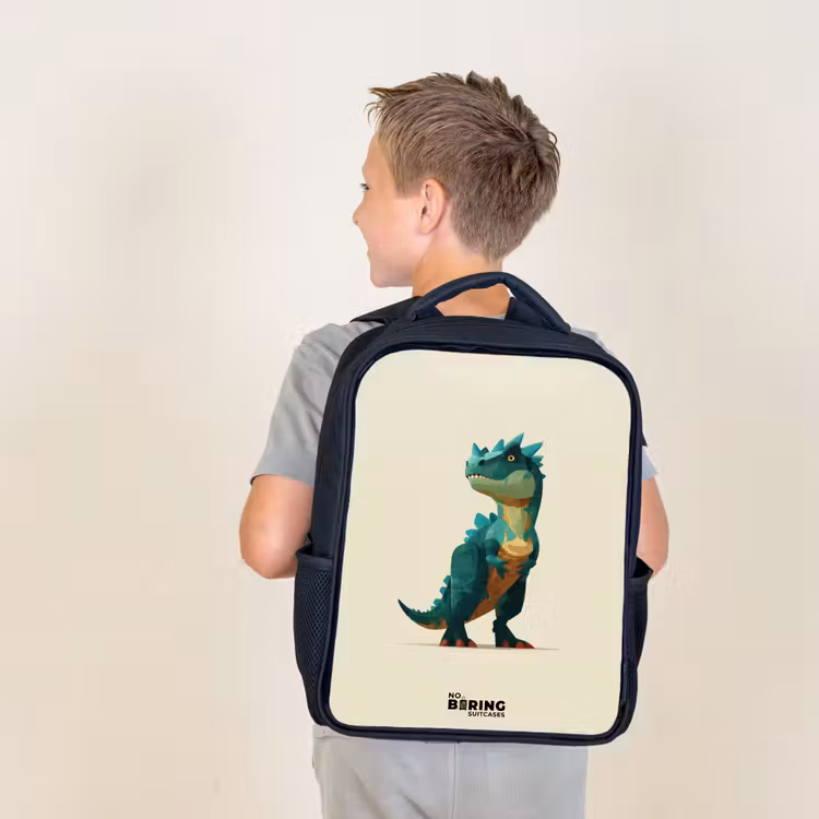 Kids backpack - Black - Dino - Animal - Green — 2