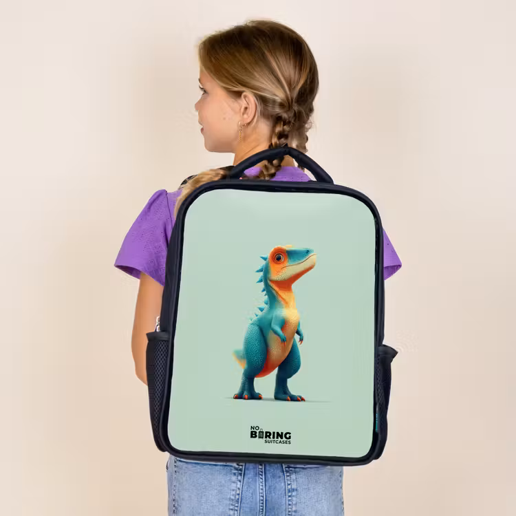 Kids backpack - Black - Dino - Animal - Green - Orange — 4