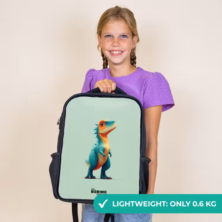 Kids backpack - Black - Dino - Animal - Green - Orange — 9