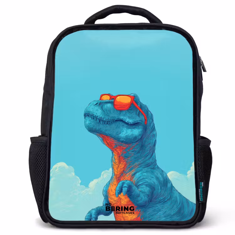 Kids backpack - Black - Dino - Sunglasses - Blue — 1