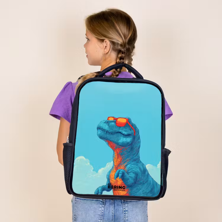 Kids backpack - Black - Dino - Sunglasses - Blue — 4