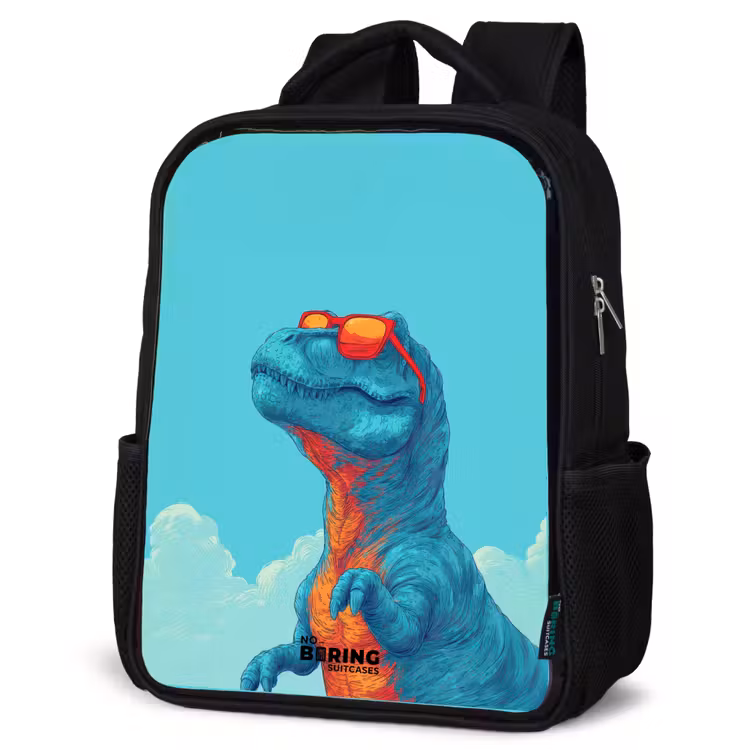 Kids backpack - Black - Dino - Sunglasses - Blue — 6