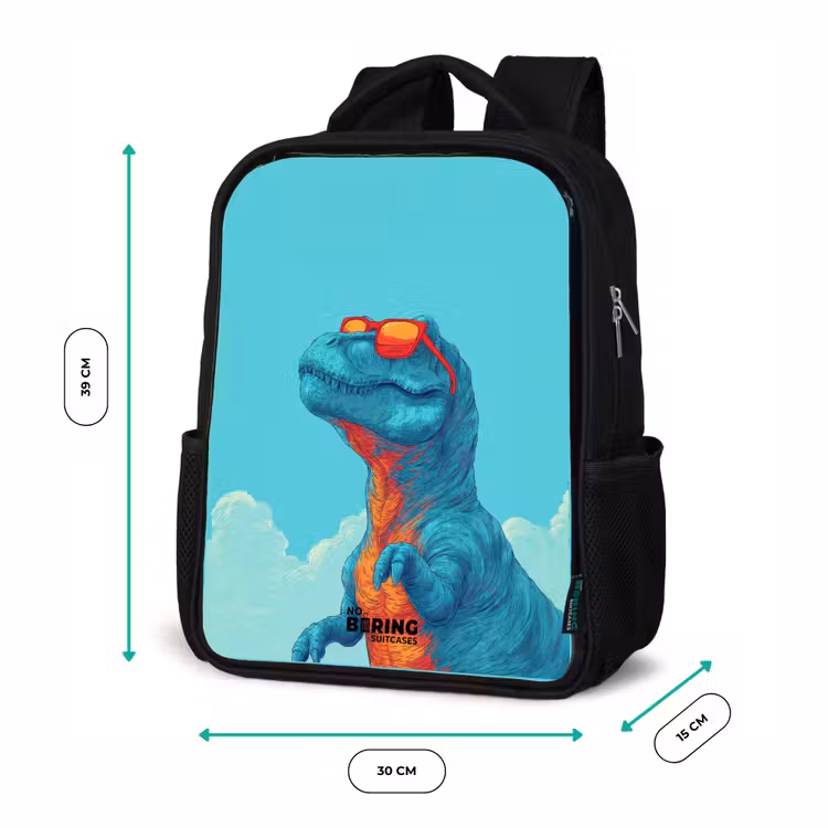 Kids backpack - Black - Dino - Sunglasses - Blue — 8