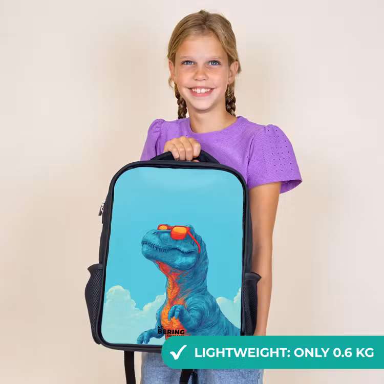 Kids backpack - Black - Dino - Sunglasses - Blue — 9