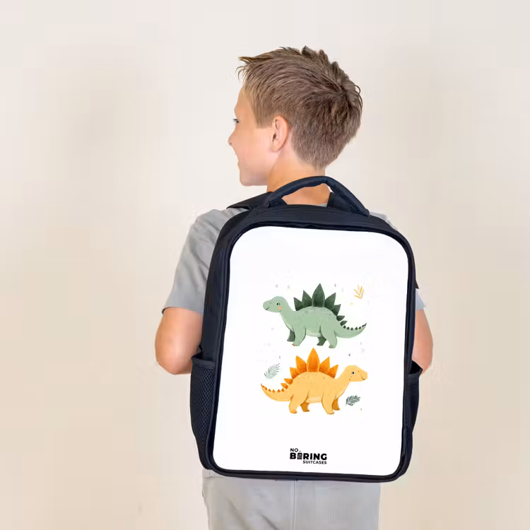 Kids backpack - Black - Dinos - Animals - Green - Orange — 2