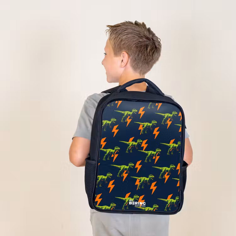 Kids backpack - Black - Dinos - Lightning - Animals - Blue — 2