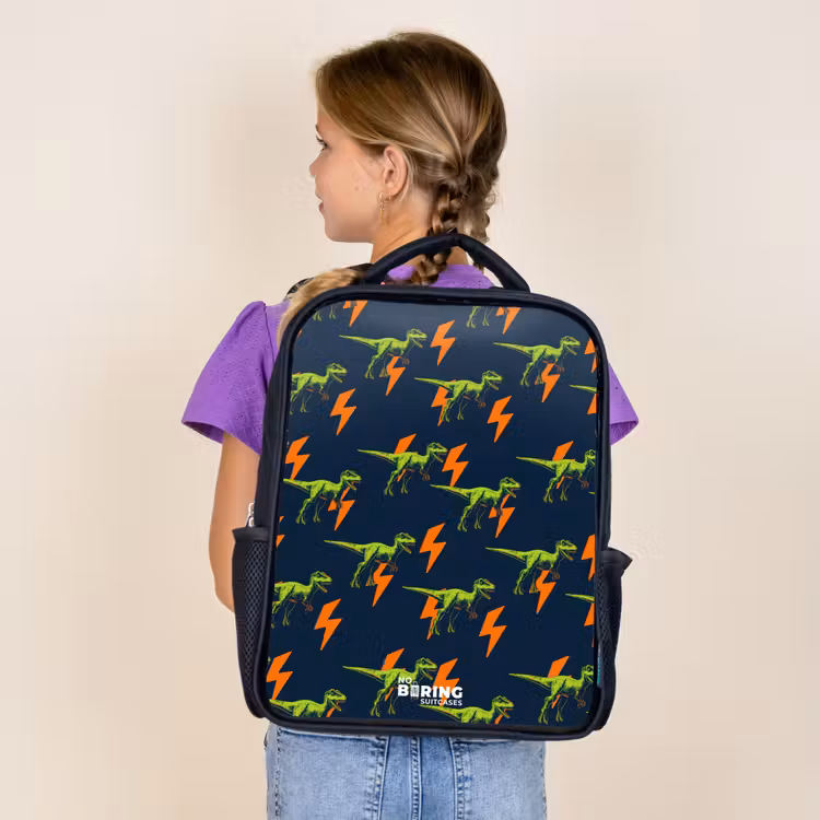 Kids backpack - Black - Dinos - Lightning - Animals - Blue — 4