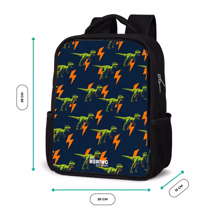 Kids backpack - Black - Dinos - Lightning - Animals - Blue — 8