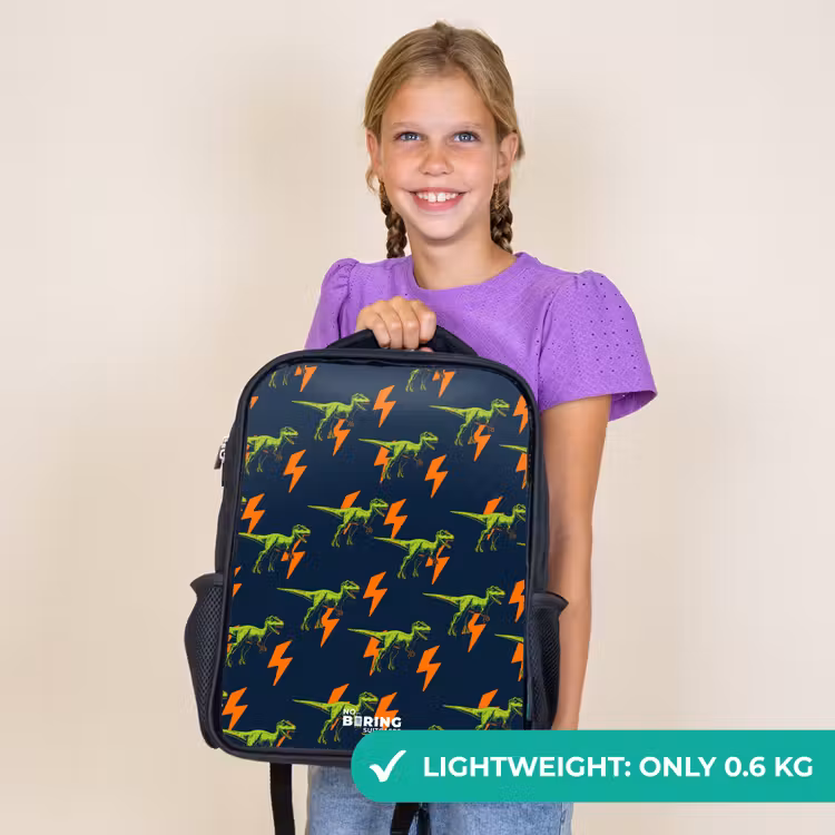 Kids backpack - Black - Dinos - Lightning - Animals - Blue — 9